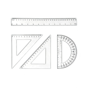 Ensembles de géométrie en plastique : Règles et outils de mesure pour étudiants, matériel pédagogique scolaire - Product Image 1
