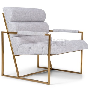 Metal Frame <strong>Recliner</strong> Family Room Contemporary Modern Luxury Accent Leisure Lounge Occasional <strong>Chairs</strong> <strong>Grey</strong> Linen Fabric Armchair - Product Image 4