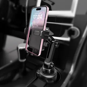 Prix usine réglable télescopique Long bras voiture tasse support pour téléphone 360 Angle Rotation conception en un clic la plupart des Smartphones Portable