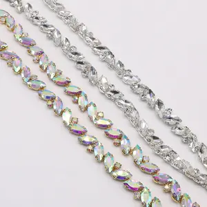 Horse Eye DIY Rhinestone Chain Sewing On Clothes Crystal Roll Chain Roll For Jewelry Clothing Making