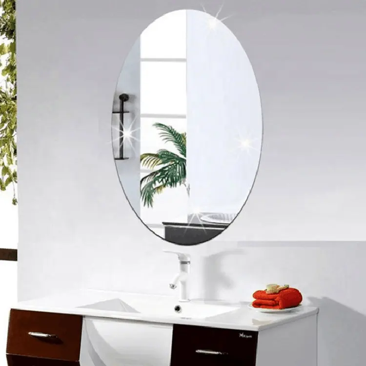 Adesivo de vidro acrílico 3d, adesivos ovais personalizados, espelho autoadesivo, decoração, parede