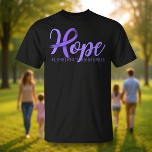 T-shirt de sensibilisation à la maladie d'Alzheimer, design avec ruban violet pour le soutien et les soins - Product Image 3