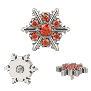 Boucle d'oreille flocon de <span class=keywords><strong>neige</strong></span> en titane CNC sertie de CZ, flocon de <span class=keywords><strong>neige</strong></span>, 16G, filetage interne, labret - Product Image 6