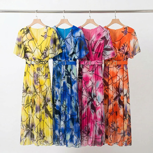 Nouvelle Robe Ample en Mousseline Imprimée Florale Africaine pour <span class=keywords><strong>Femme</strong></span>, Confortable, Antistatique, avec Ceinture, Idéale pour les Fêtes, Collection Été-Automne - Product Image 6