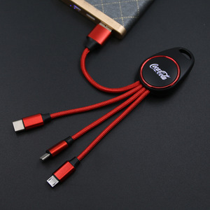 Regalos Promocionales al por Mayor a Precio Económico, Cargador USB Duradero con Logotipo LED, Dispositivos Electrónicos Multifuncionales <span class=keywords><strong>de</strong></span> Nailon 3 en 1 - Product Image 5