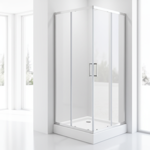 Mampara de Ducha Rectangular Deslizante de Vidrio Templado con Marco de Aleación de Aluminio Cromado de 800*800*1700mm para Gimnasio - Product Image 1