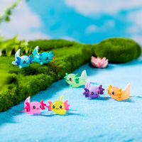 Figurines miniatures de dessins animés, adorables, en résine, multicolores, axolotl, poisson, porte-clés multi-animaux, modèle de jouet pour la décoration d'aquarium