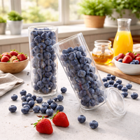 Tabung Silinder PVC PP Transparan 200g untuk Blueberry, Wadah Buah Plastik Kecil, Wadah Silinder Transparan untuk Blueberry