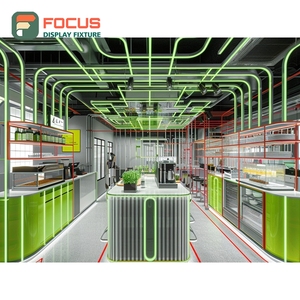 Professional Cafe Service Counter Black <b>Walnut</b> Finish Accessory Display Area Storefront Cafe Counter - Product Image 3