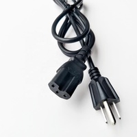Cable de extensión japonés macho a hembra, 2m, negro, 125v, 3 pines, 3x0, 75 mm2