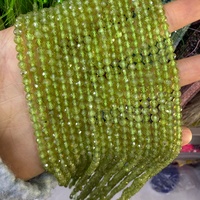 Perles en pierre naturelle HUIRUI vert péridot facettées de 2 mm, 3 mm, 4 mm pour la fabrication de colliers et bijoux de clavicule