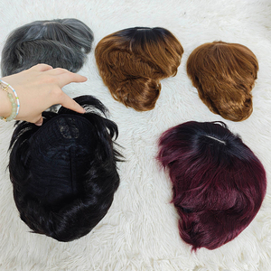 Promoción 9.5$ Letsfly Pelucas Cortas de Encaje con Base de Seda 1x3 con Flequillo 4 #   Venta al por Mayor de Cabello Humano Natural, Pelucas de Cabello Virgen con Corte Pixie - Product Image 5