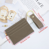 Tempat Kartu Bisnis Kulit Asli Wanita Pria Tipis 7 Slot Fashion Tanpa Penutup Logo Debossed Dompet Kartu Kredit Kartu Bank