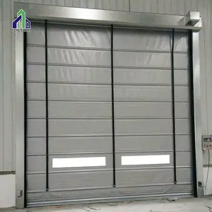 Cortina cinza 0.9mm espessura PVC tecido elétrico dobrável garagem industrial rolo porta