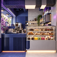 Comptoir de café personnalisé, bar à bubble tea, armoire de rangement, design intérieur complet pour café et boutique de thé au lait