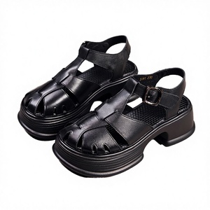 Sandales gladiateur vintage pour femmes 2025 à talon haut, bout rond, bride cheville, en cuir véritable, semelle intérieure respirante en PU, antidérapantes, été - Product Image 3