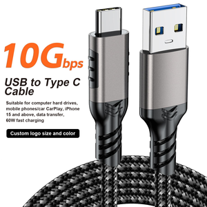 Cable USB3.2 de 10 Gbps Tipo <span class=keywords><strong>C</strong></span>, Cable <span class=keywords><strong>USB</strong></span> a Tipo-<span class=keywords><strong>C</strong></span> <span class=keywords><strong>3.2</strong></span> para Transferencia de Datos, Cable <span class=keywords><strong>USB</strong></span> <span class=keywords><strong>C</strong></span> PD de 60 W, Cable de Carga Rápida para Coche Tipo <span class=keywords><strong>C</strong></span> CarPlay - Product Image 1