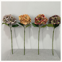 Bunga Hydrangea Buatan Warna Oranye Musim Gugur 56cm yang Indah untuk Dekorasi Vas Meja Rumah