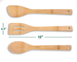 Set di utensili da cucina in bambù resistenti al calore e durevoli Set di utensili da cucina in bambù perfetto per padelle e wok antiaderenti - Product Image 2