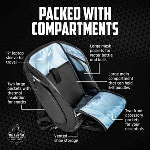 Échantillon gratuit – Sac à dos de pickleball en tissu polyester durable avec compartiment thermique pour raquettes et pagaies – Vente en gros - Product Image 6