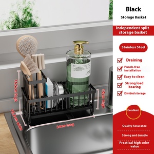 Organizzatore lavello da cucina con doppio livello in <span class=keywords><strong>metallo</strong></span> utensile divisore Dispenser supporto lavello Caddy alto spazzola spugna per pentole - Product Image 6