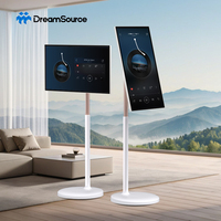 Televisor Inteligente Portátil de 21.5 Pulgadas, Recargable, Full HD, Táctil Capacitivo, Android, con Soporte de Pie para Centros Comerciales, Educación, Animación y Ascensores