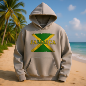 Sudadera con Capucha de la Bandera de Jamaica para Mujer, Informal, Tejida, 100% Poliéster, para Otoño, con Estampado por Transferencia de Calor y Bolsillos Delanteros - Product Image 3