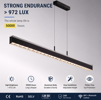 Lámpara Lineal Suspendida LED RGB Inteligente |   Lámpara Colgante de Aluminio Regulable con Control por Aplicación para Oficina en Casa Moderna