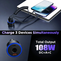 Chargeur de voiture DC 3-en-1 avec ports USB-A et Type-C, câble d'alimentation DC Starlink Mini, câble Starlink, derniers produits à succès