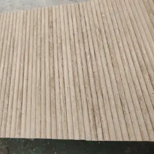 SHIHUI travertino Bullnose tiras Trim Panel de pared de piedra revestimiento de mármol molduras acanaladas lápiz 3D decoración de mármol flauta azulejos Losa