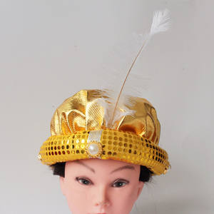 HZM-24216 Cappelli da Uomo per Halloween, <span class=keywords><strong>Copricapo</strong></span> <span class=keywords><strong>Arabo</strong></span>, Decorazioni, Cappelli da Principe e Re, <span class=keywords><strong>Copricapo</strong></span> con Piume per Feste in Maschera - Product Image 5