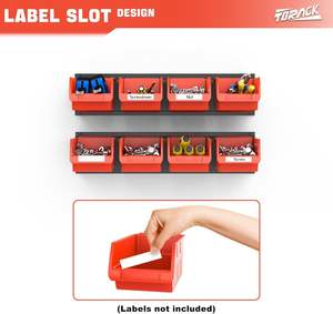 Contenedores de Almacenamiento Rectangulares para Montar en la Pared, 16 Contenedores de Plástico para Organización de Herramientas, Garaje, Sala de Manualidades, Tienda (Paquete de 4, Naranja-rojo) - Product Image 5