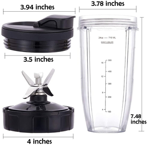 Gobelets de remplacement pour blender <span class=keywords><strong>Ninja</strong></span>, 24 oz, avec couvercles à emporter, lame extractrice à 7 ailettes, pour <span class=keywords><strong>Ninja</strong></span> Auto IQ BN801 SS101 BL480-30 BL641 - Product Image 2