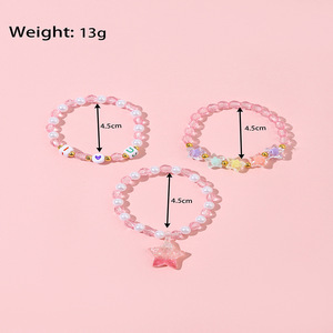 Yiwu produttore gioielli per bambini fatti a mano in cristallo colorato stella imitazione braccialetto di perline di perle per bambine - Product Image 4