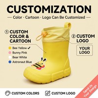 Bottes de pluie pour enfants en EVA avec imprimé de dessins animés personnalisés, motif animal, réfléchissantes, antidérapantes, avec manchette et cordon de serrage réglable