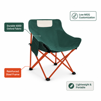Chaise pliante de loisirs d'extérieur en acier au carbone orange et vert, légère et portable, multi-usages, pour le camping