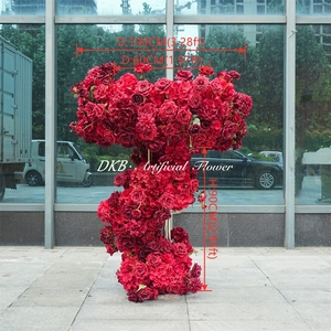 DKB Handmade Artificial Silk Flowers Red Rose Rows Flower <b>Runner</b> High End Decor for Wedding Mother's Day & Birthday Parties - Product Image 2