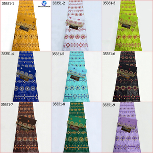 Tissus en dentelle africaine Sinya pour femmes, broderie en coton de haute qualité, dentelle <span class=keywords><strong>Bazin</strong></span> Brodé nigériane, robe <span class=keywords><strong>Bazin</strong></span> Riche, 5 yards + 2 yards - Product Image 2