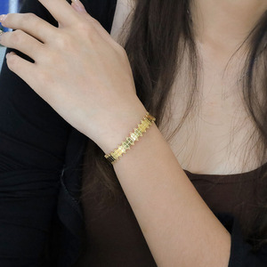 Geometric Titanium Steel Bracelet Gold Women's Fashion Jewelry Korean Style Unique Design - Product Image 1
