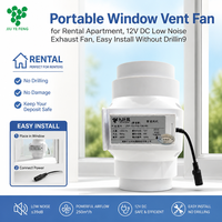 Ventilateur d'évacuation portable pour fenêtre, en plastique, avec roulement hydraulique, 12V DC, faible bruit, pour appartements locatifs, installation facile sans perçage