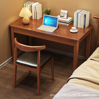 Escritorio Ergonómico de Madera Maciza para Oficina en Casa o Espacio de Estudio, con Amplia Superficie de Trabajo y Acabado de Grano Natural