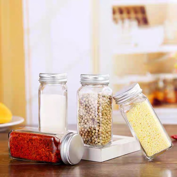 Factory Direct High Quality glass spice jar with lid