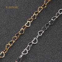 Chaîne en acier inoxydable plaqué or 18 carats KAVNAR, maillons entrelacés en forme de cœur ouvert, pour la fabrication de bijoux DIY, vente en gros