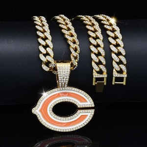 Collier en alliage Hip <span class=keywords><strong>Hop</strong></span> Chicago Bears Team, collier chaîne cubaine avec diamants - Product Image 2
