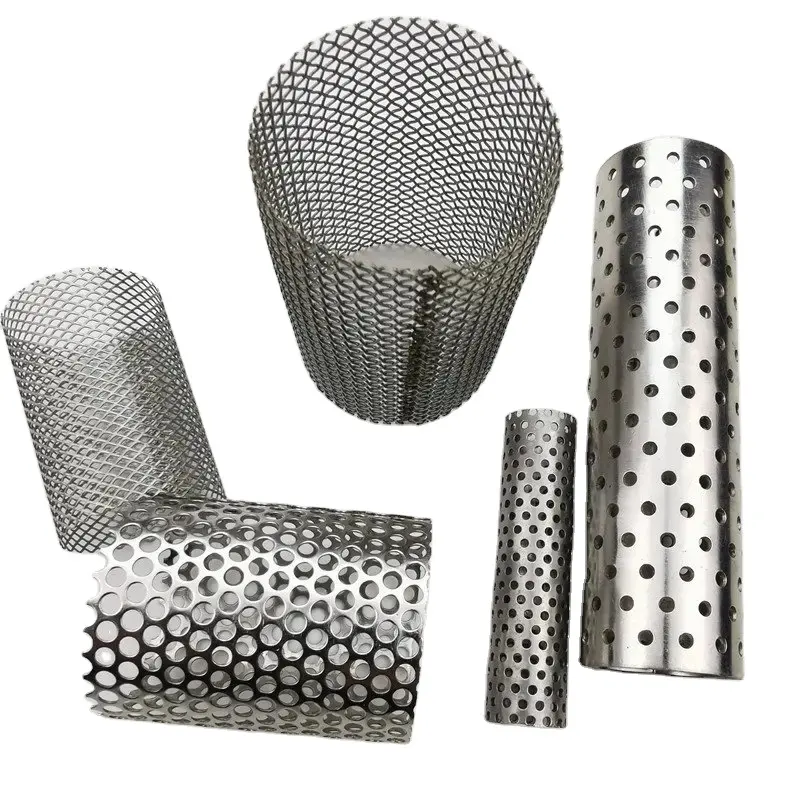 Filtros de tubo de filtro cilíndrico para tubo de metal de malha de titânio para tela perfurada