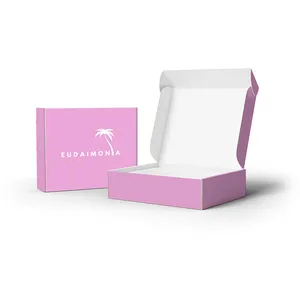 Fábrica OEM personalizado de fábrica logotipo personalizado paquete de envío impreso Rosa caja de correo de papel corrugado con logotipo