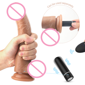 Goedkope 20cm realistische dildo's XXL gay anale plug verwarmende telescopische vibrerende dildo's voor vrouwen - Product Image 2