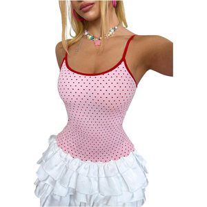 Camisola Personalizada con Estampado de Corazón para Mujer, Tirantes Finos, Cuello Redondo, Ajustada, Top de Verano - Product Image 5