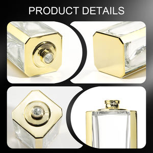Vente chaude 100ml Flacon de parfum vide rectangulaire électro-plaqué Flacon de parfum de luxe avec bouchon doré - Product Image 5