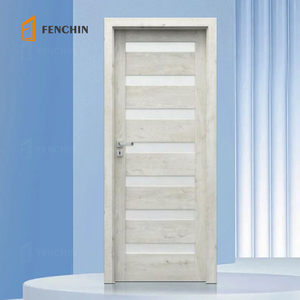 Moderno francés MDF PVC 8 pies oculto precolgado acero aluminio vidrio Interior secreto puertas de madera para casas con marcos - Product Image 3